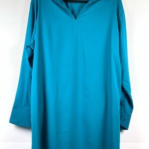 Coolibar Tunic Dress XXL Blue UPF 50+ Sun Protection Cover Up Long Sleeve